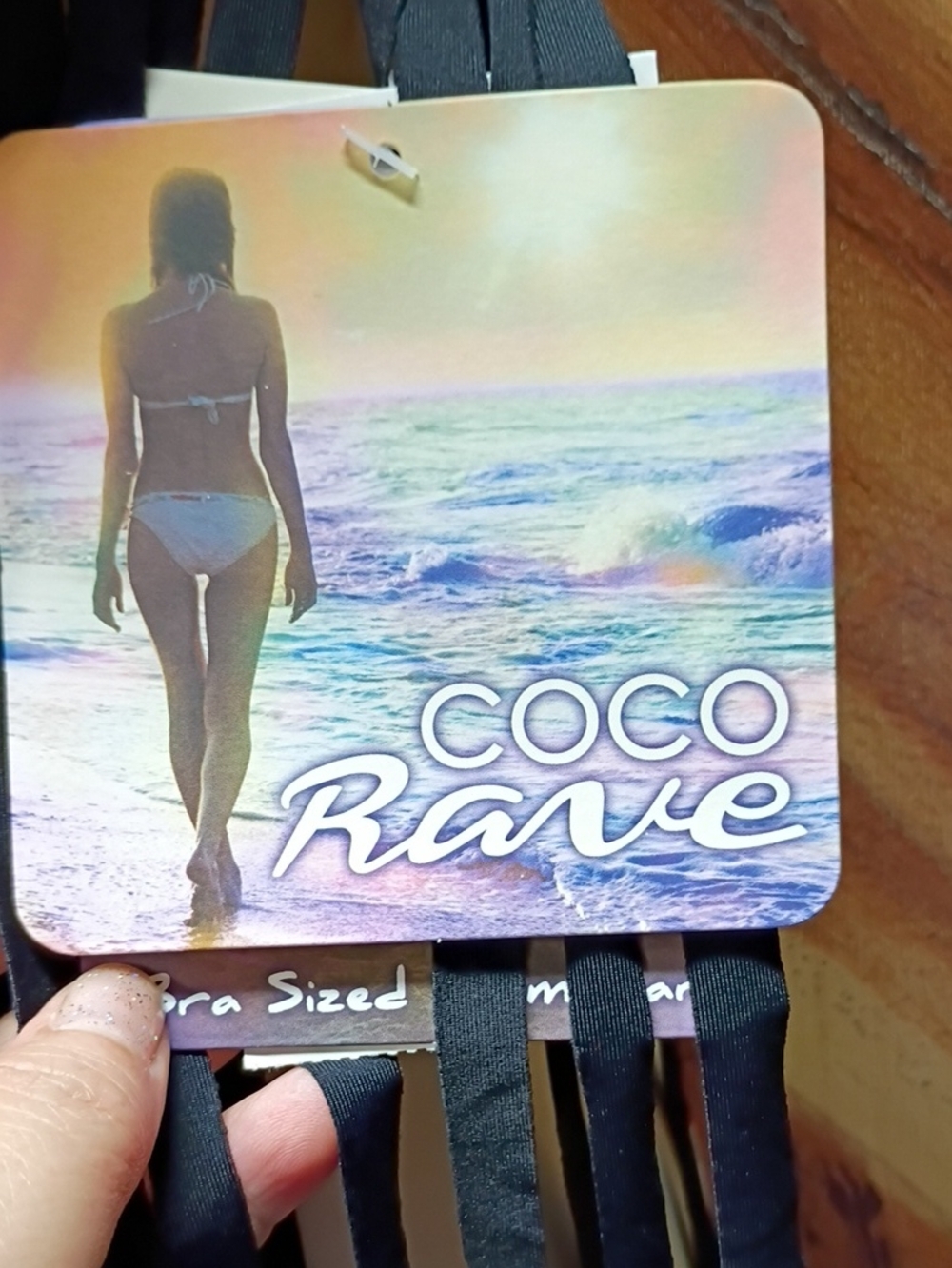 NWT Coco Rave Black Fringe Halter Bikini Bra Top Only Size M - Picture 3 of 6